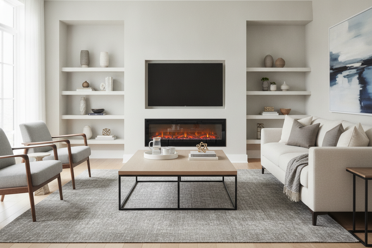 I Caved and Bought a Fireplace TV Stand and Coffee Table Set