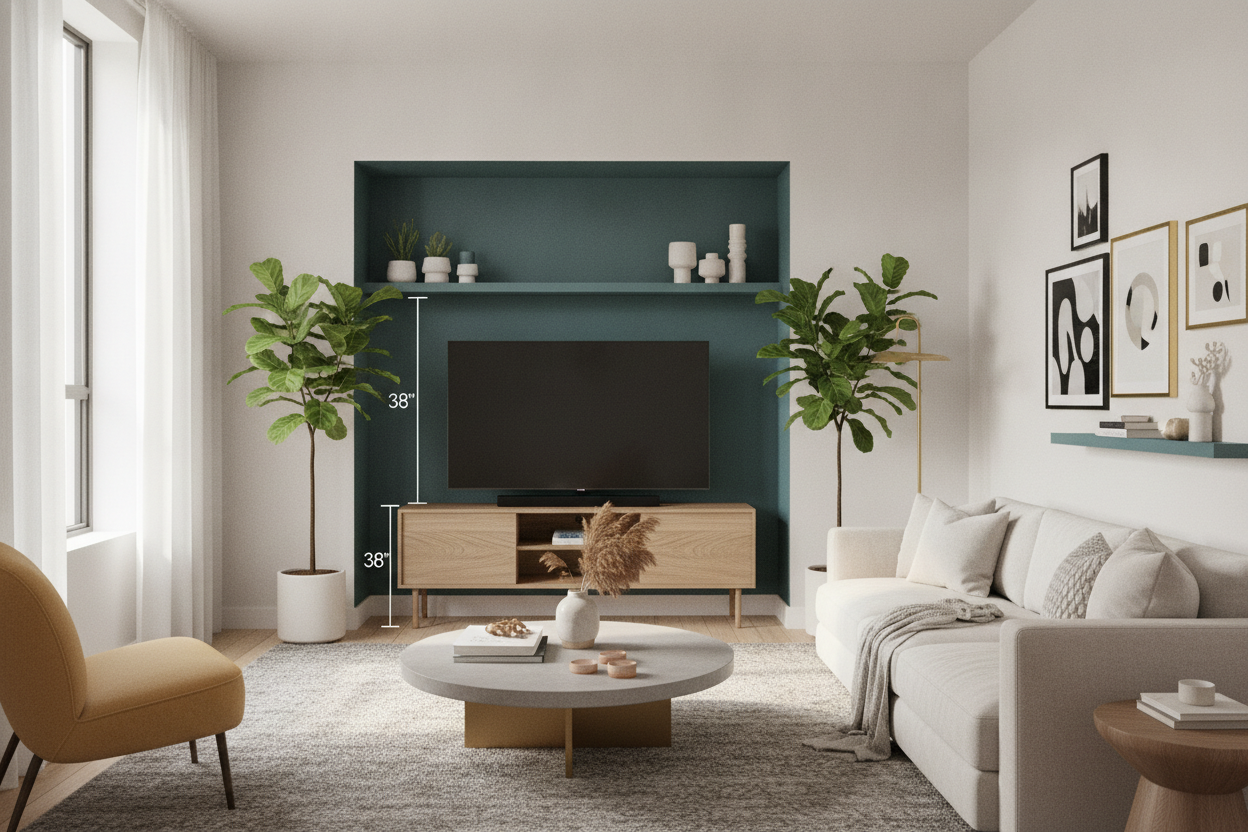 I Stuffed a 38 Inch TV Stand Into an Awkward Alcove (And It Works)