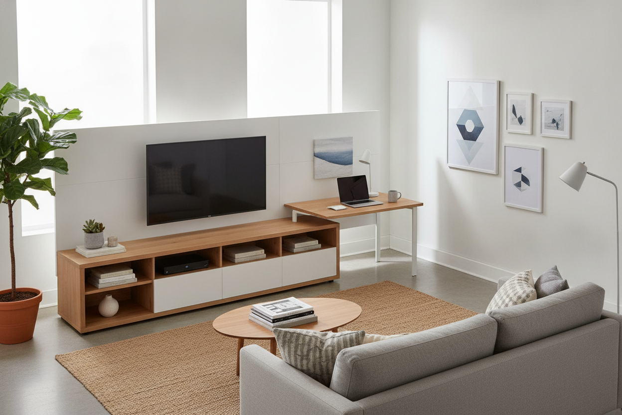 Why I Finally Swapped My Bulky Furniture for a TV Stand With Desk