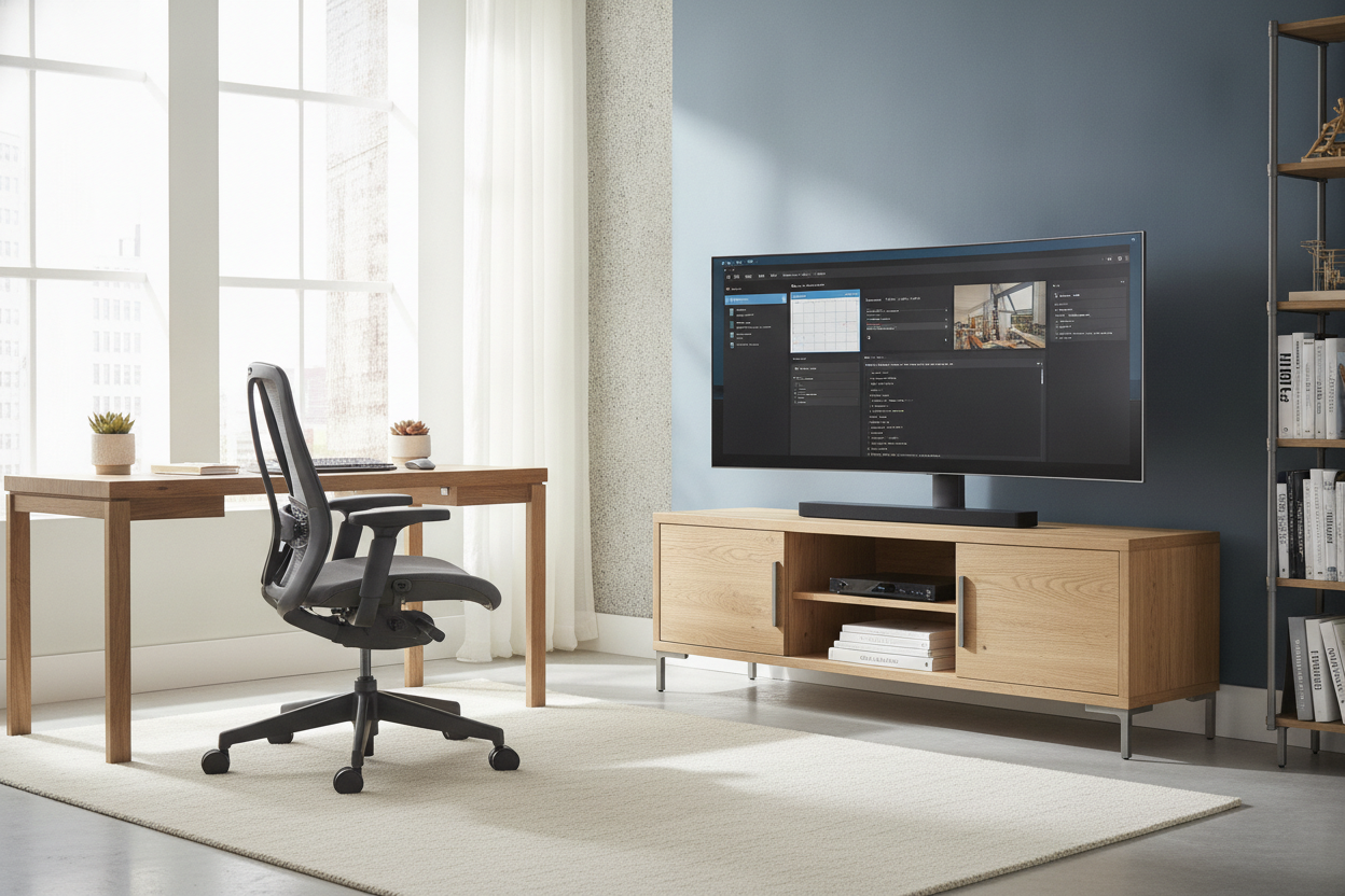I Ditched Dual Monitors for an Office TV Stand (Here's Why)