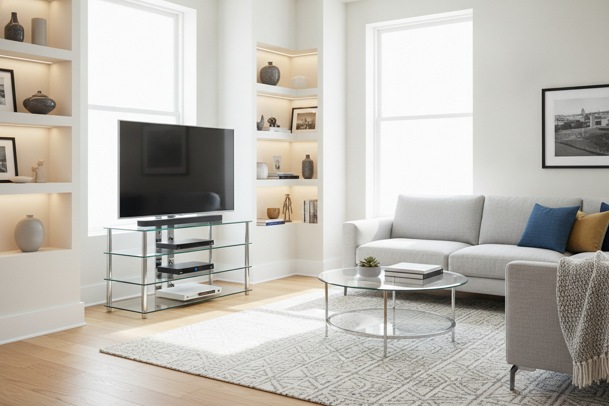 The Layout Hack Nobody Tells You: A Corner Glass TV Stand