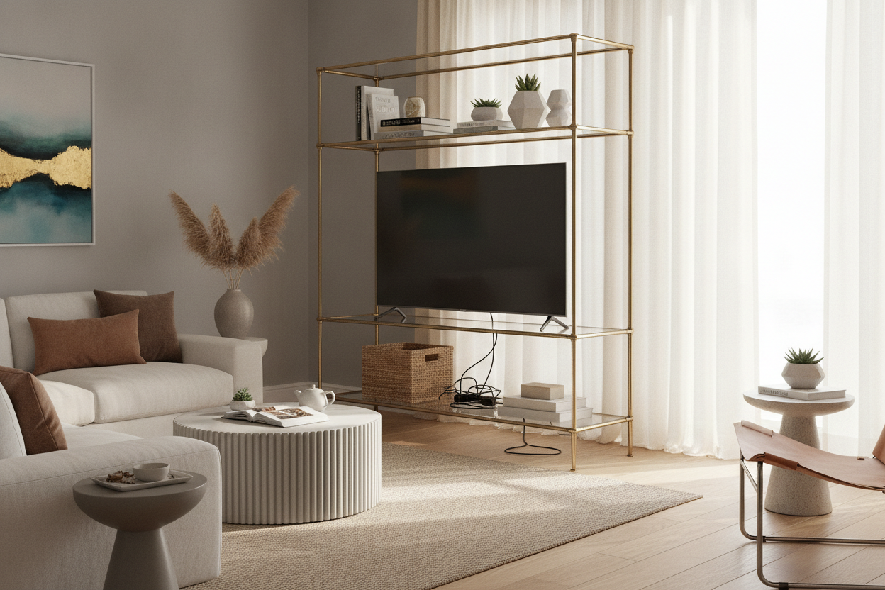 I Bought an Etagere TV Stand (And Panicked About the Wires)