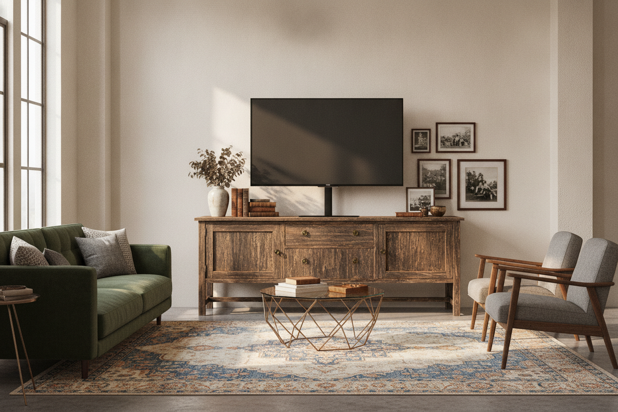 My Antique Sideboard Survived Thanks to a Table Mount TV