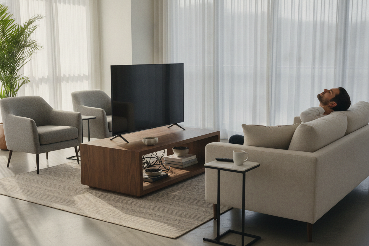 I Tried Using Coffee Table as TV Stand (And My Neck Hurts)