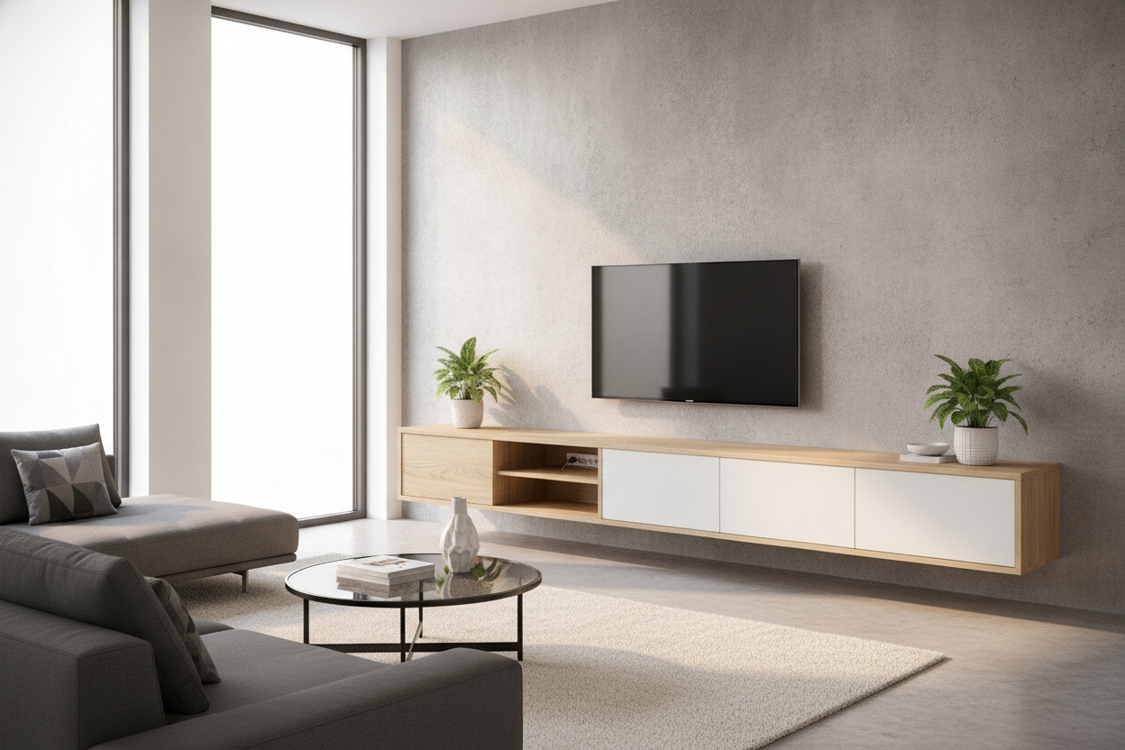 I Found the Best TV Stand for Wall-Mounted TV Rooms (And It Floats)