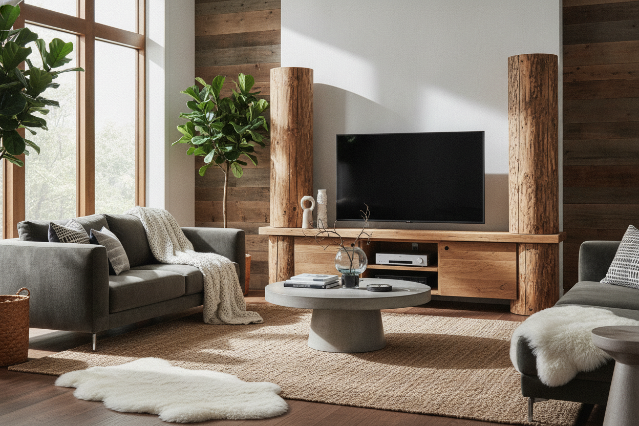 Your Cabin Style TV Stand Needs Modern Decor to Actually Look Good