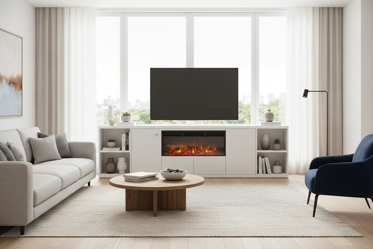 Why I Swapped My Credenza for a 60 Inch TV Fireplace Stand