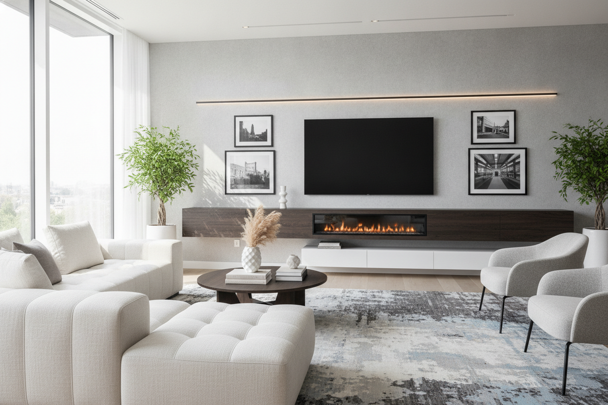 I Hung a Floating TV Stand With Fireplace 85 Inch (And Survived)