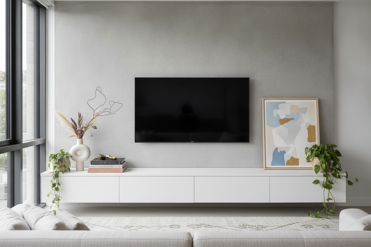 Stop Lining Up Fake Plants: Decorating Above Entertainment Center Walls