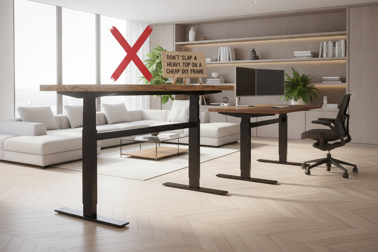 Don't Slap a Heavy Top on a Cheap DIY Sit Stand Desk Frame