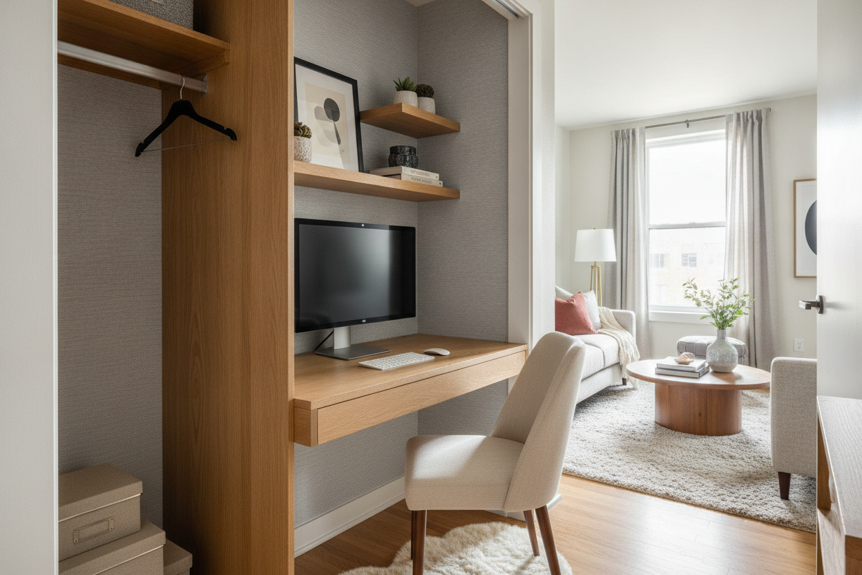 I Squeezed a Tall Skinny Computer Desk Into a Closet (And It Rules)