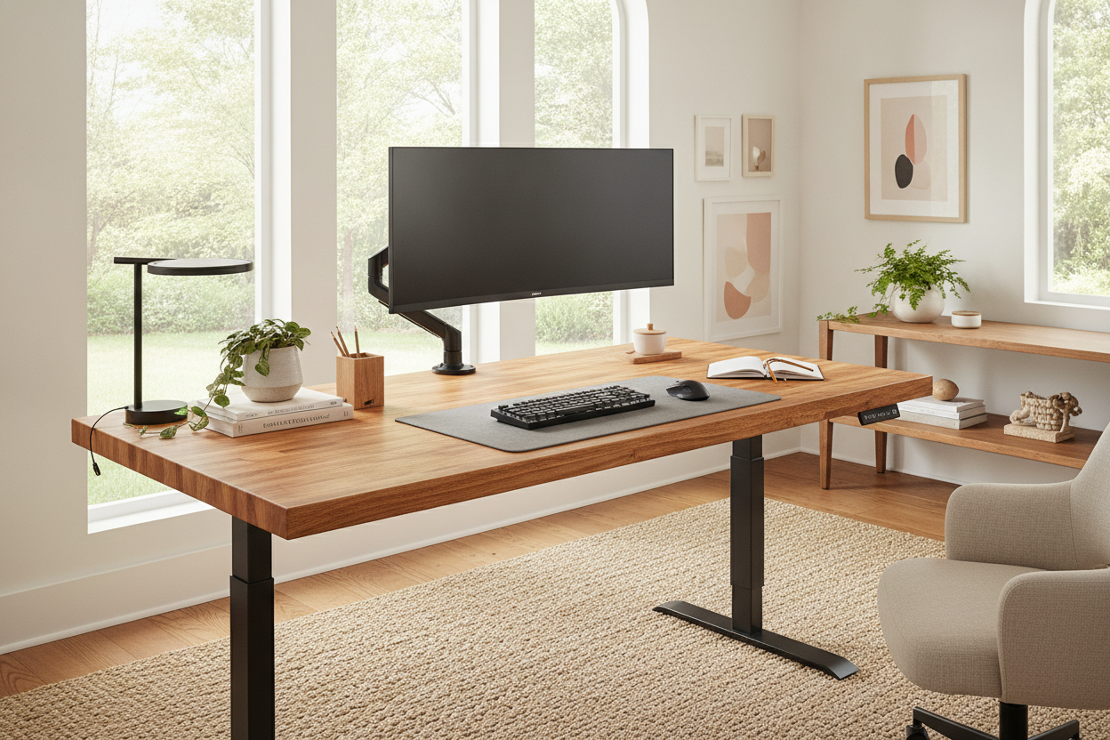 How to Turn a Butcher Block Into a Desk With a Height Adjustable Desk Kit