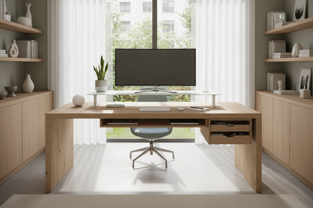 Designing an Organized Home Office: How an Adjustable Monitor Stand for Desk Setups Enhances Storage and Sightlines