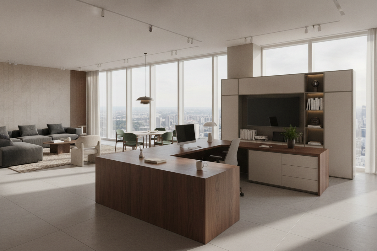 Architectural Planning for a Big L-Shaped Desk: Room Flow, Multi-Zone Wing Layouts, and Integrated Storage