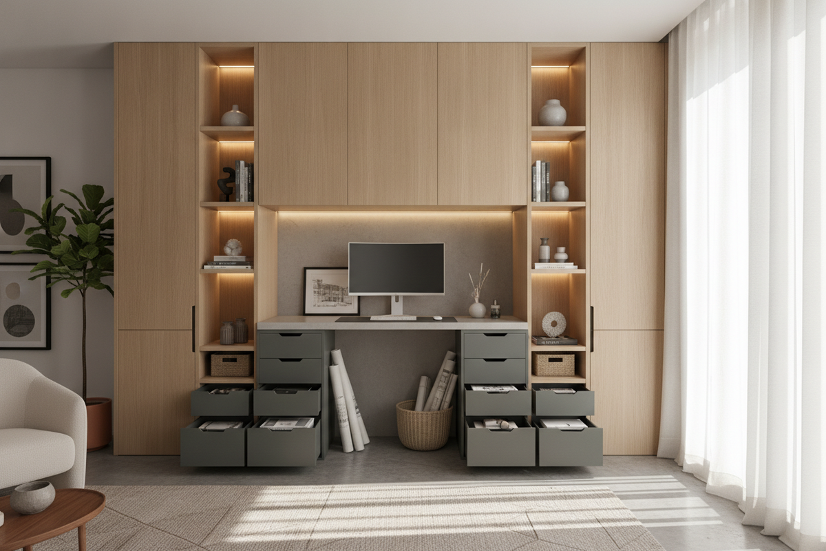The Built-In Standing Desk Joinery Blueprint: Cabinetry Integration, Dynamic Clearance Gaps, and Modular Storage Harmony
