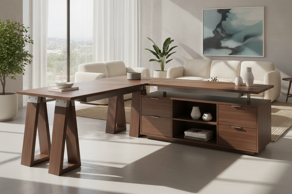 The L-Shaped Desk Support Structural Guide: Corner Seam Bracing, Leg Geometry, Span Stability, and Storage Integration