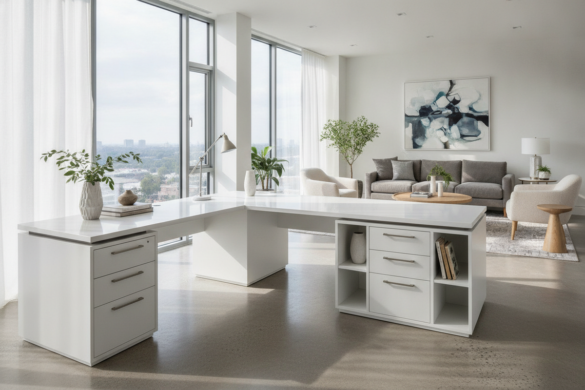 The Strategic White L-Shaped Desk Blueprint: Spatial Geometry, Storage Modules, Finishes, and Room Integration