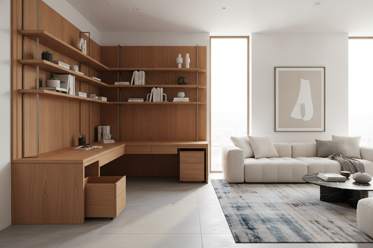 The Strategic Built In Corner Desk Blueprint: Wall Geometry, Integrated Shelving Architecture, Storage Configurations, and Room Optimization