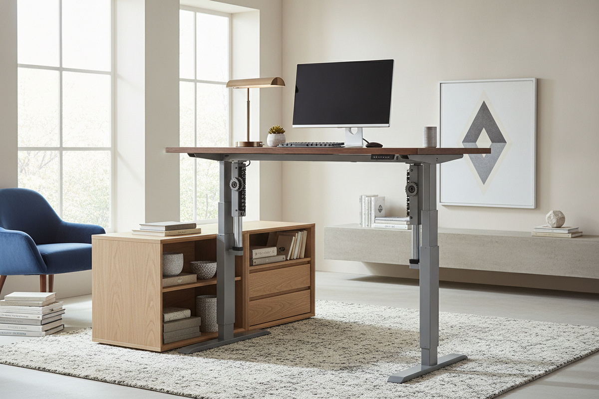 Desk That Moves Up and Down Guide: Lift Mechanics, Footprint Sizing, Structural Materials, and Storage Integration