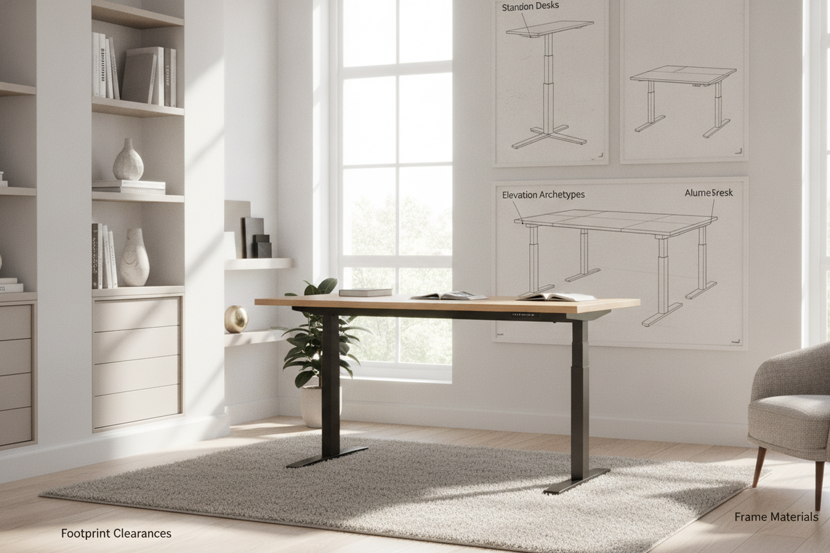 Desk That Stands Up Planning Guide: Elevation Archetypes, Footprint Clearances, Storage Integration, and Frame Materials