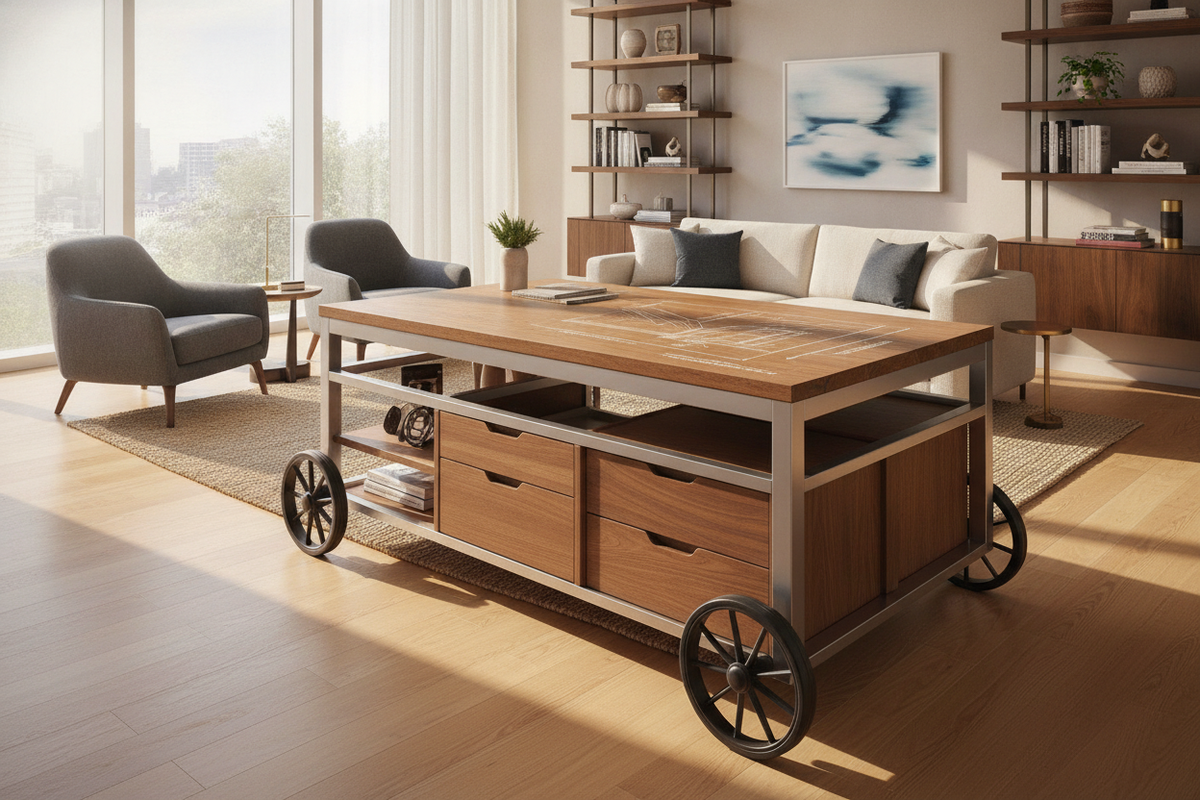 Desk with Wheels and Adjustable Height Blueprint: Mobility Mechanics, Elevation Tiers, Spatial Clearances, and Office Storage Integration
