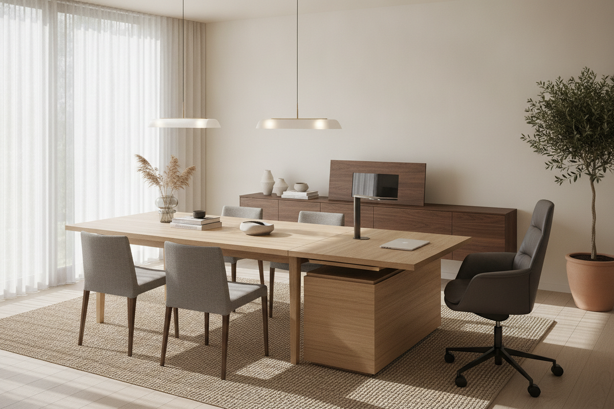 Dining Room Desk Combo Blueprint: Layout Archetypes, Spatial Zoning, Concealed Storage, and Multi-Use Furniture Selection