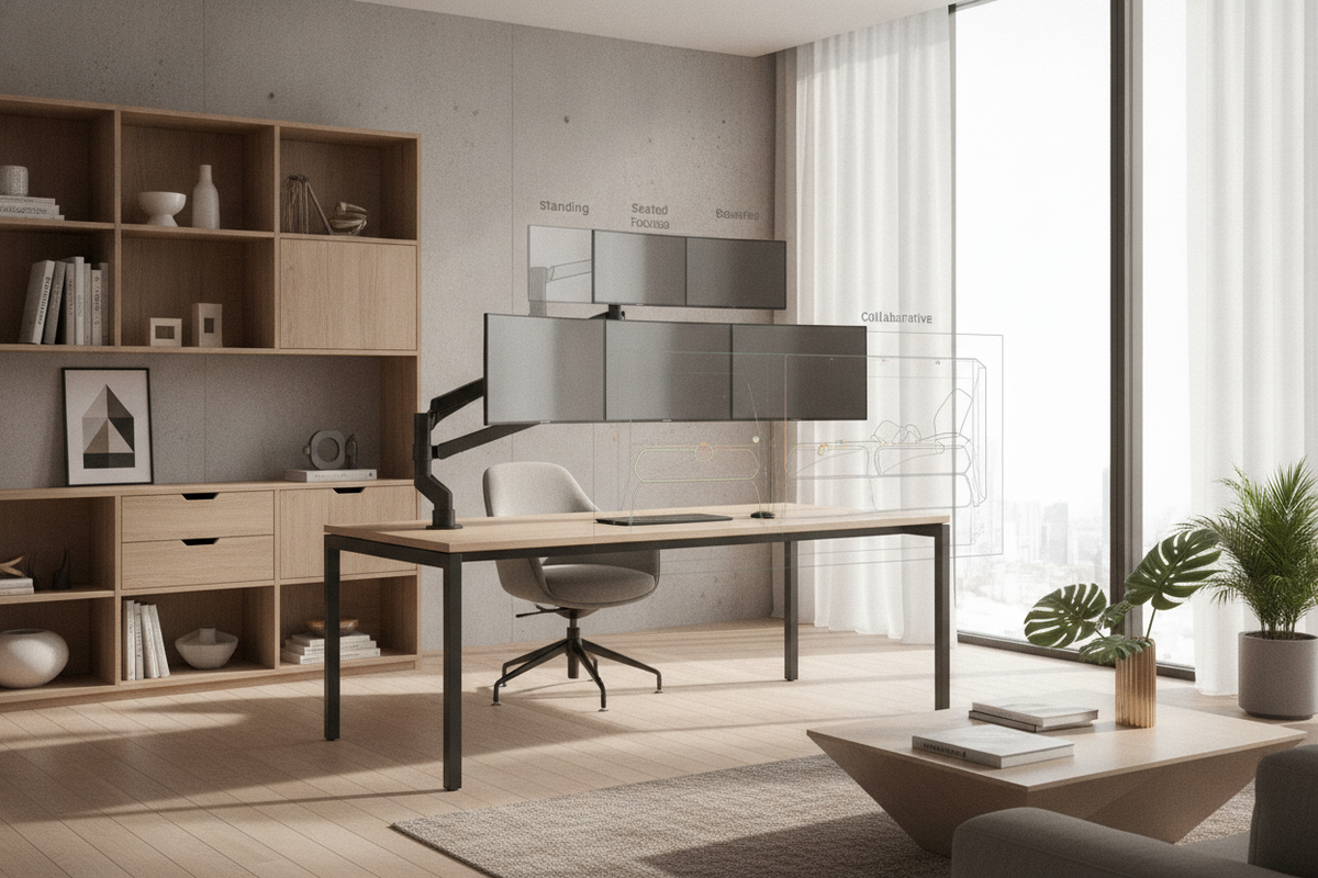 Monitor Desk Setup Blueprint: Workstation Archetypes, Elevation Systems, Spatial Ergonomics, and Storage Synergy