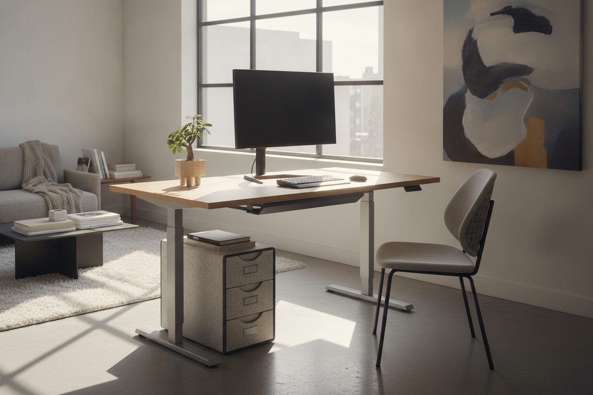 Branch Four Leg Standing Desk Guide: Architectural Stability, Spatial Footprints, and Workspace Storage Synergy