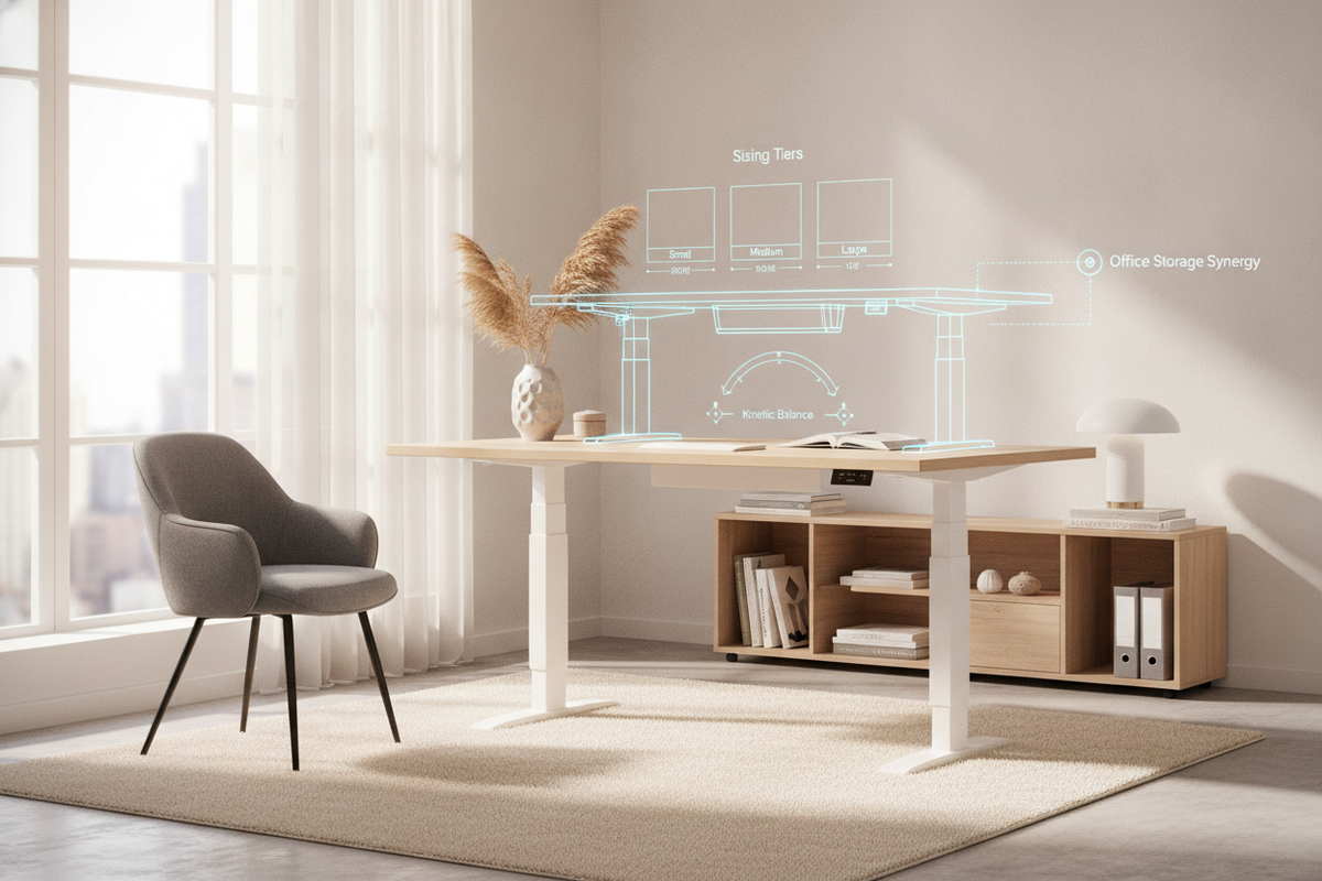 Flexispot EG1 Essential Standing Desk Blueprint: Frame Geometry, Sizing Tiers, Kinetic Balance, and Office Storage Synergy