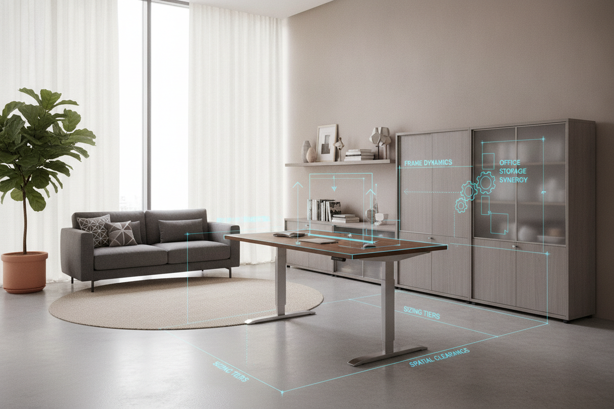 Height Adjusting Computer Desk Blueprint: Frame Dynamics, Sizing Tiers, Spatial Clearances, and Office Storage Synergy