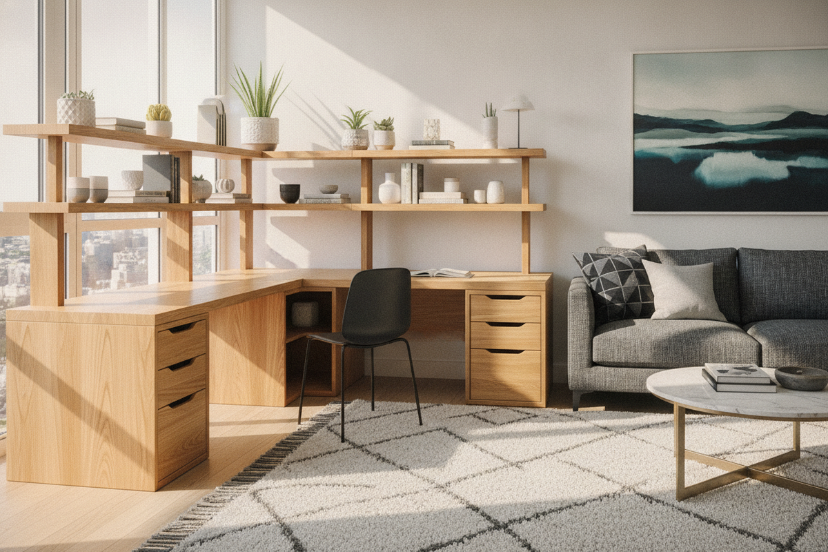 Build Your Own Corner Desk: Modular Joining, Wood Fabrication, and Workspace Storage Architecture