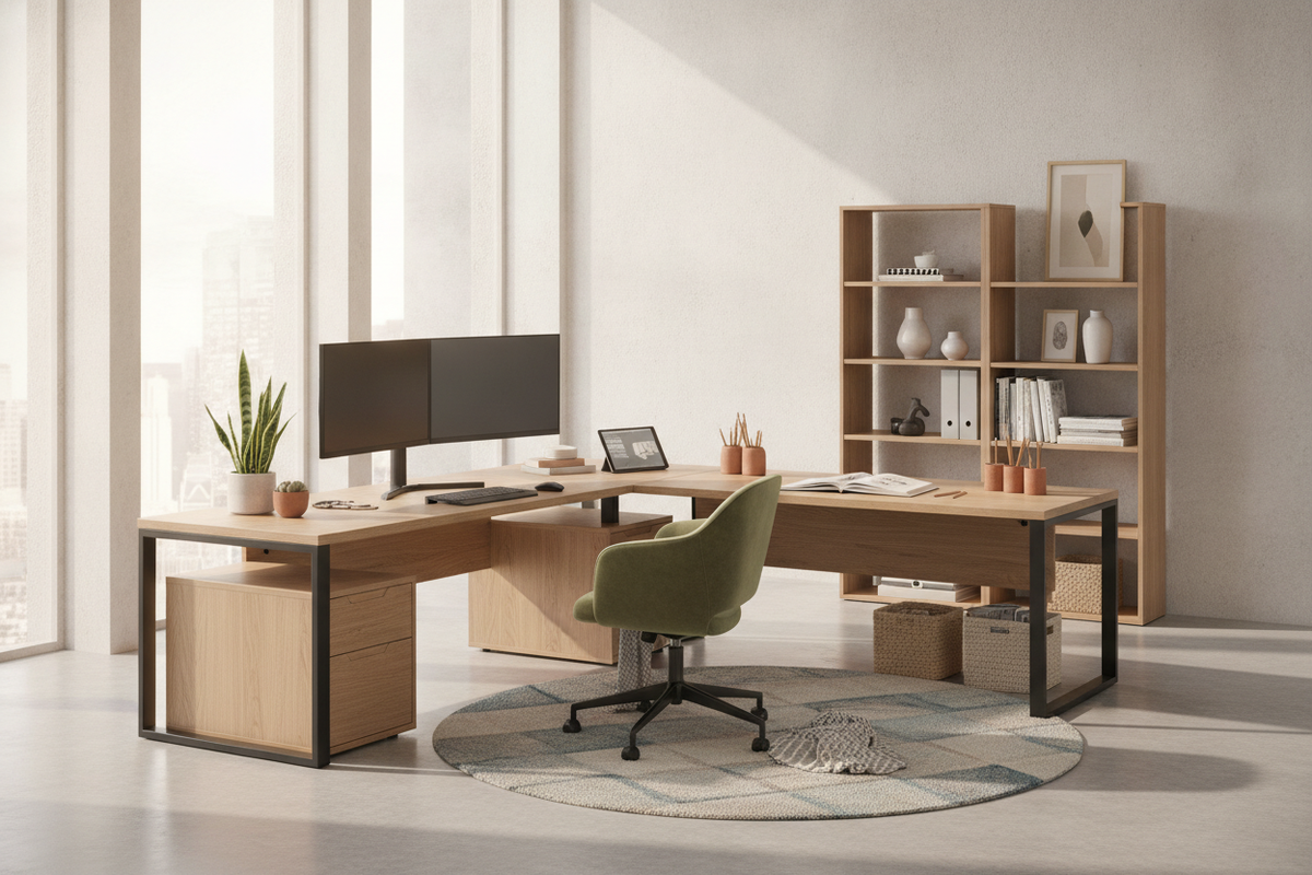 How to Set Up an L-Shaped Desk: Spatial Layouts, Multi-Zone Workflows, and Storage Architecture