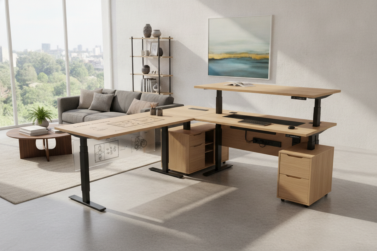 L-Shaped Desk with Lift Planning Guide: Mechanism Types, Room Layouts, and Integrated Storage