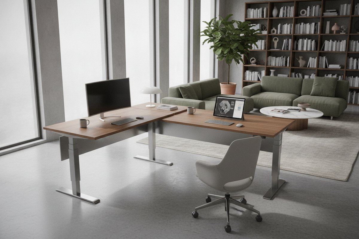 L-Shaped Rotating Standing Desk Planning Guide: Pivot Mechanics, Multi-Angle Layouts, and Sit-Stand Ergonomics