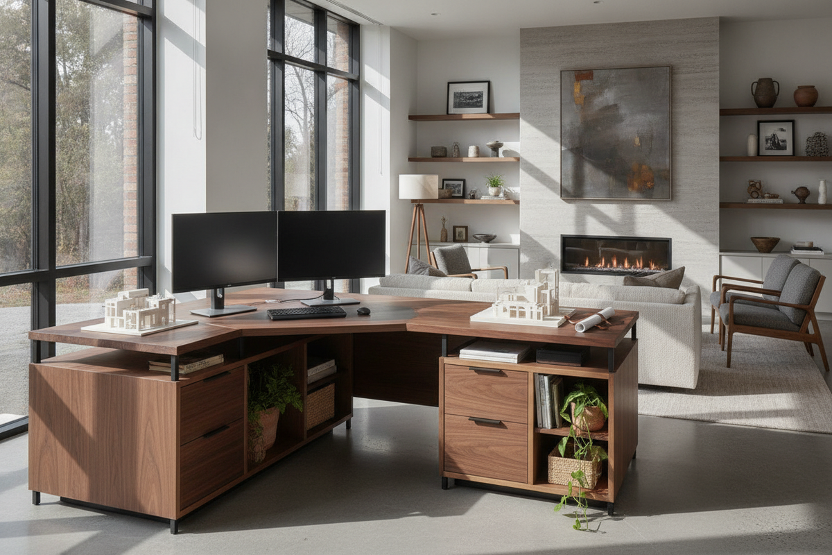 Brown L-Shaped Desk Guide: Wood Tones, Layout Planning, and Storage Architectures