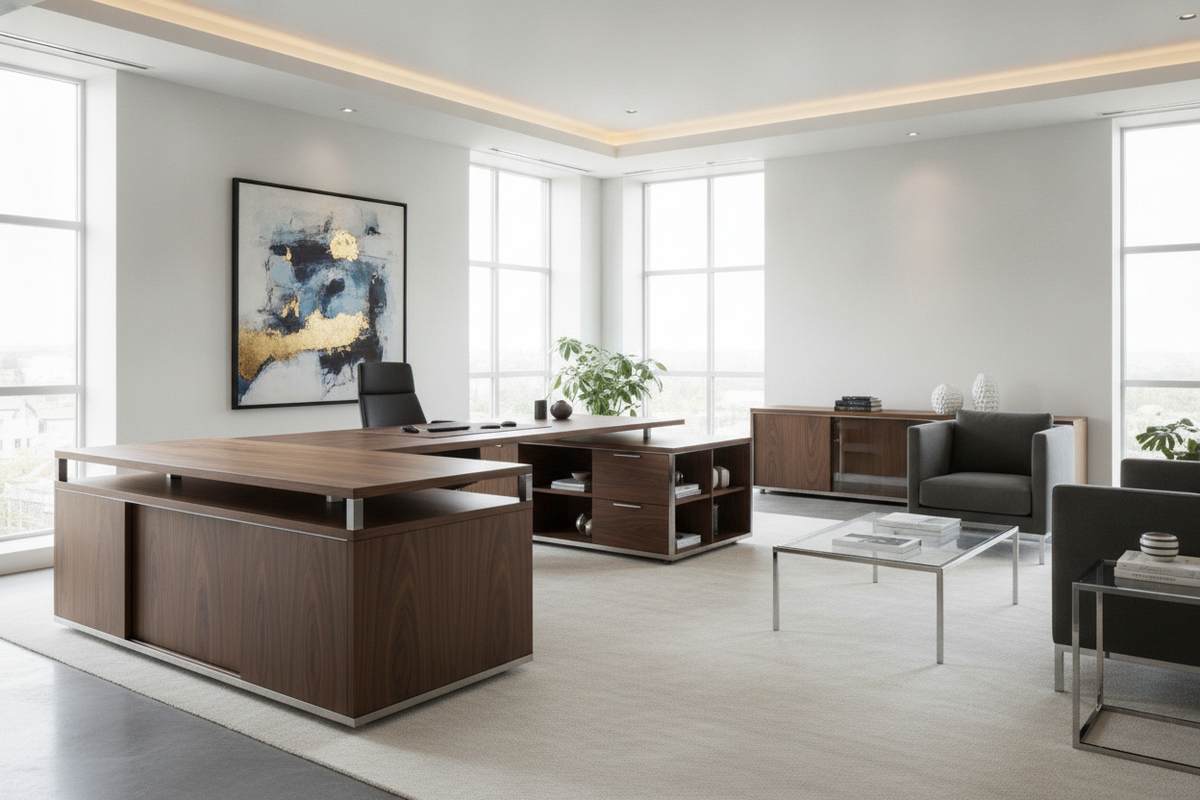 L-Shaped Executive Desk Modern Guide: Layout Planning, Storage Architecture, and Room Fit