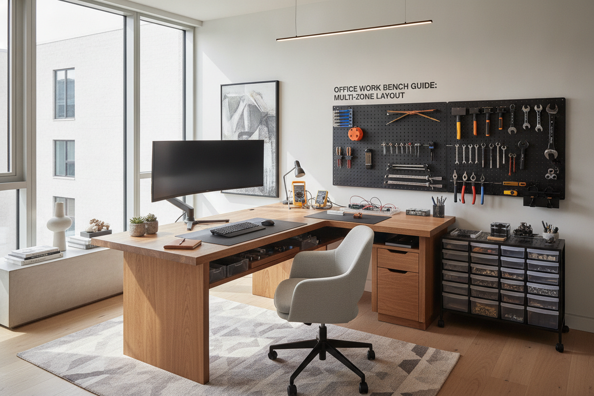Office Work Bench Guide: Multi-Zone Layouts, Electronics Workspaces, and Tool Storage