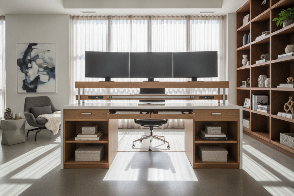 Monitor Stand for Multiple Monitors: Structural Planning, Desktop Clearance, and Storage Integration