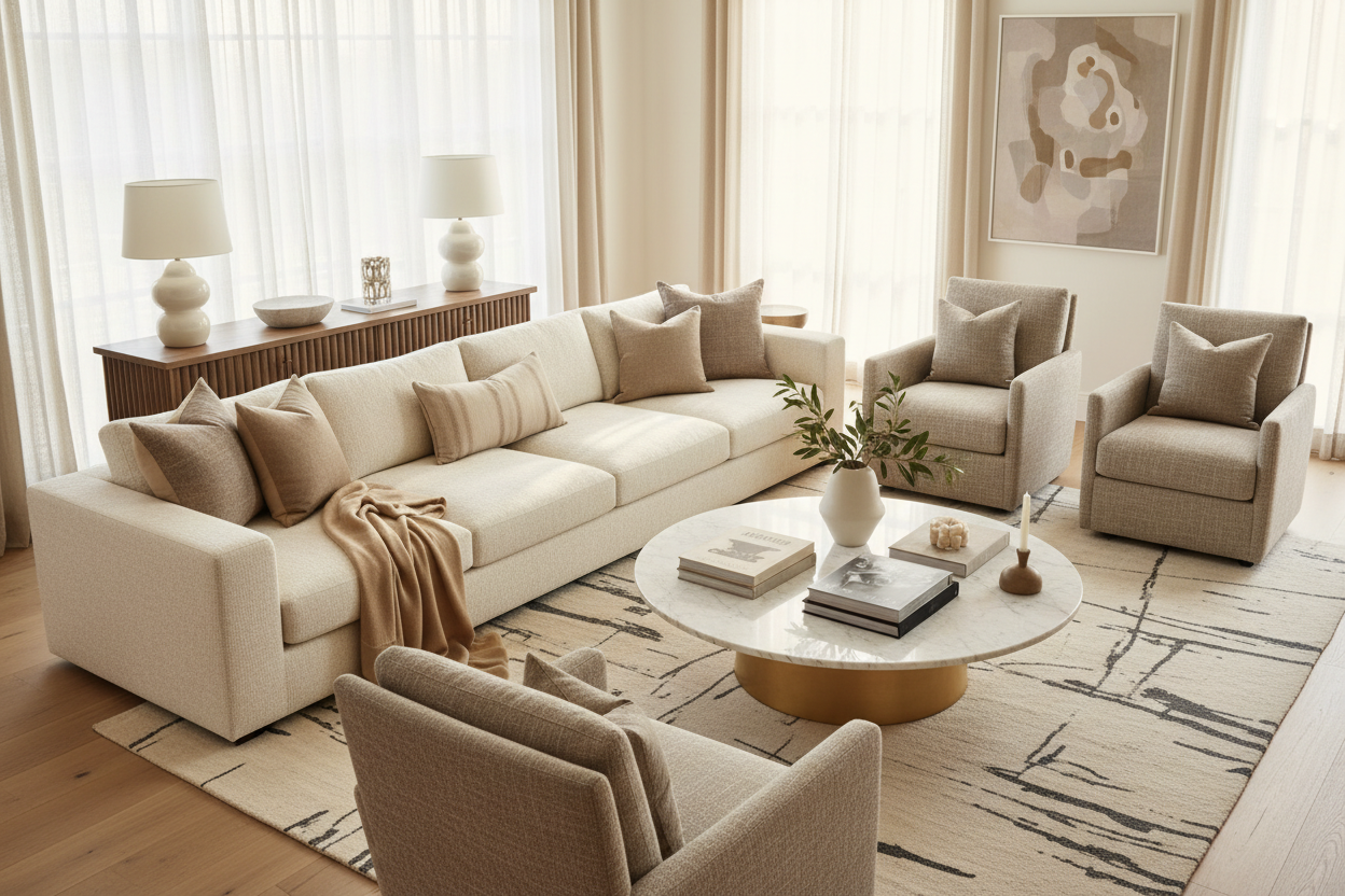 How to Style a Neutral Sectional Couch for a Timeless Luxury Look