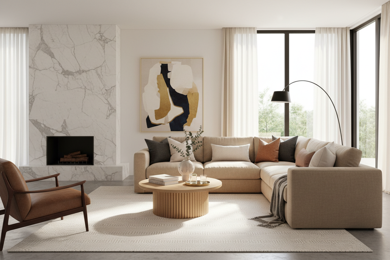 Styling a Tan Sectional for a Timeless, Luxury Look