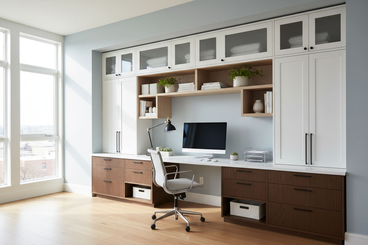 Create a Custom Built-In Look With a Cabinet Desk Ikea Setup