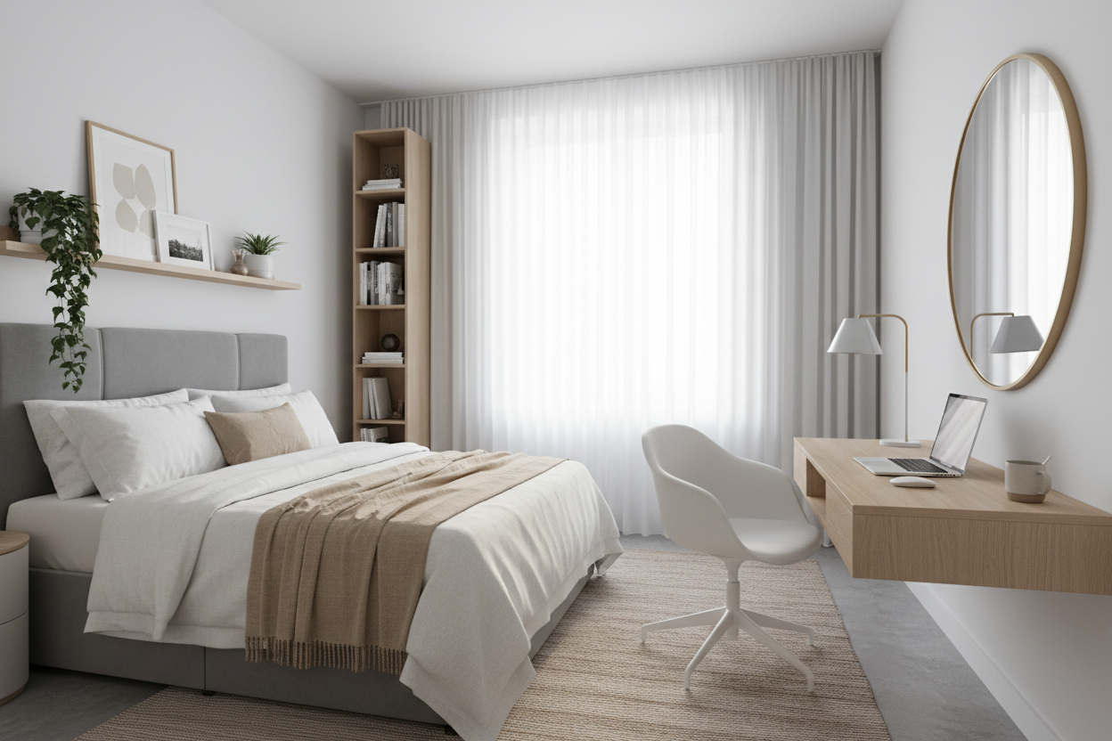 Designing a Seamless Bedroom and Office Layout in Tight Spaces