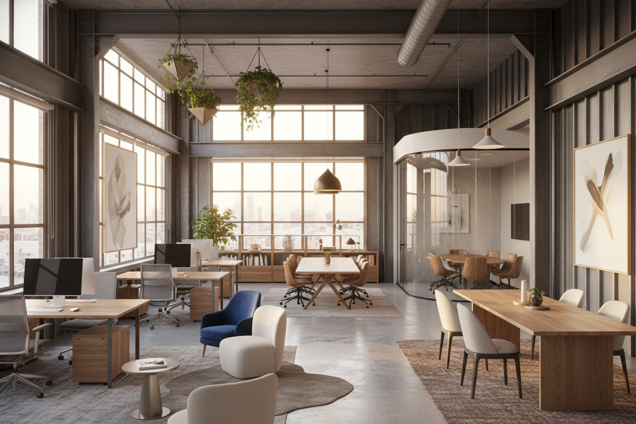 Steel Frame Office Building: Softening the Industrial Look