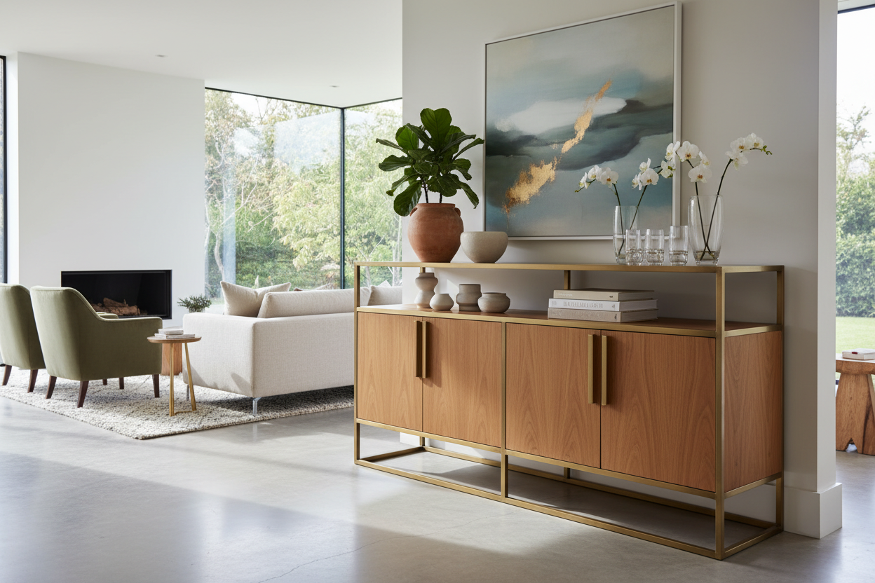 Styling a Wood and Metal Cabinet Without Looking Too Industrial