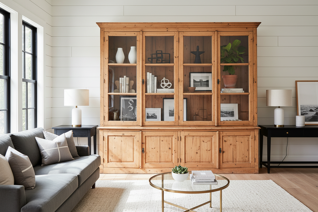 Pine Display Cabinet Styling: How to Avoid the 90s Country Look