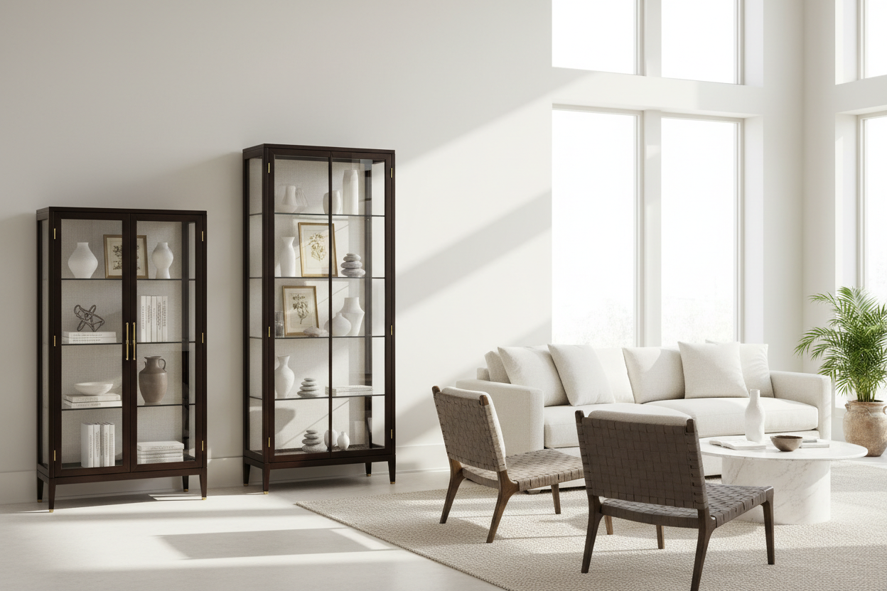 Dark Wood Display Cabinet Styling: Avoid the Heavy Room Look