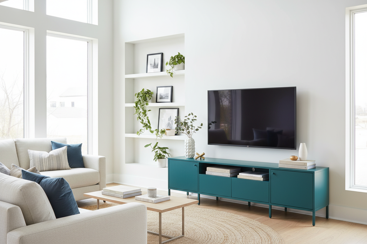 Teal TV Stand Styling: Making Bold Colors Work