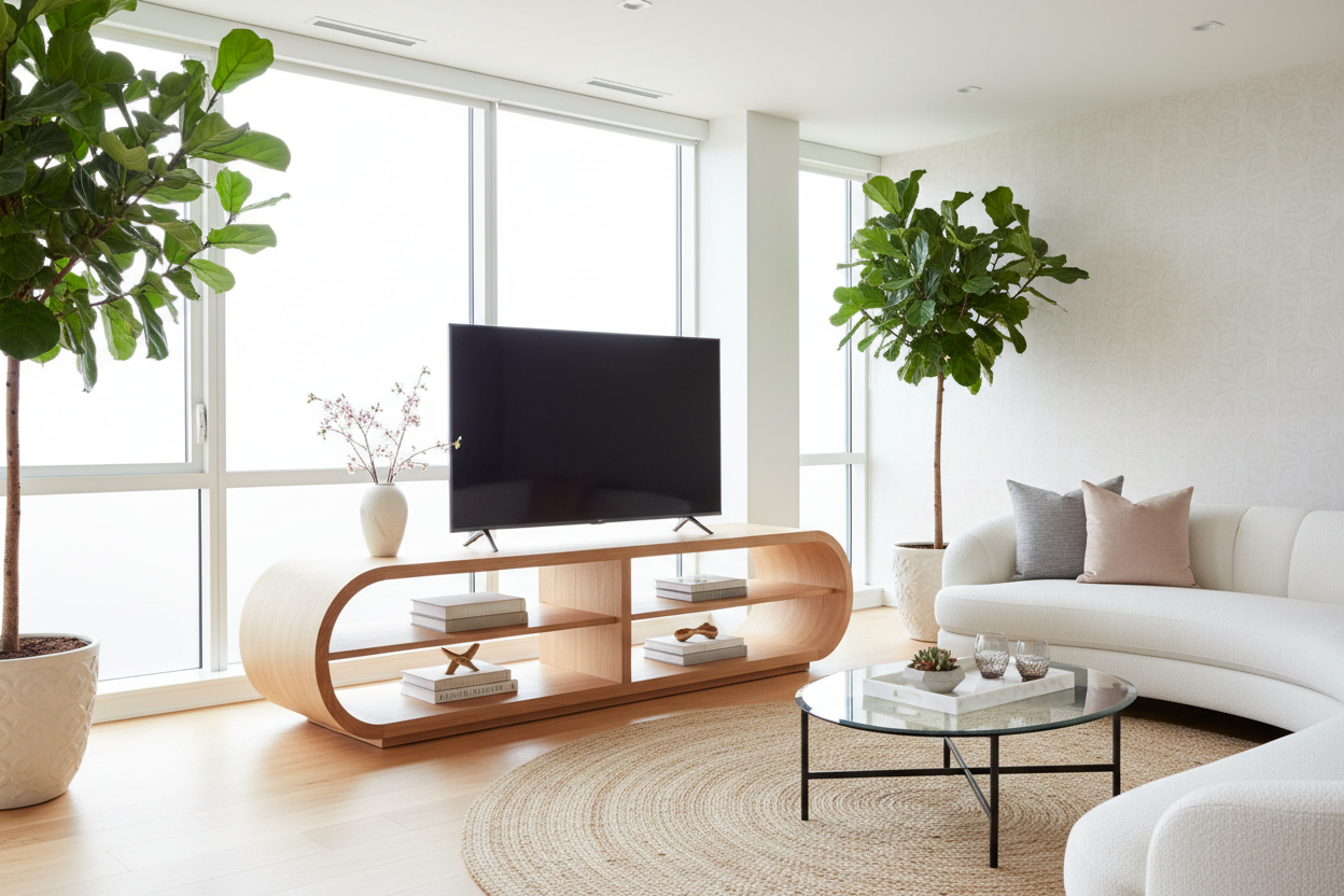 Oak Curved TV Stand: How to Style for a High-End Look