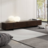 243 cm Modern Rustic Dark Brown Entertainment Center with 4 Pull-Down Doors