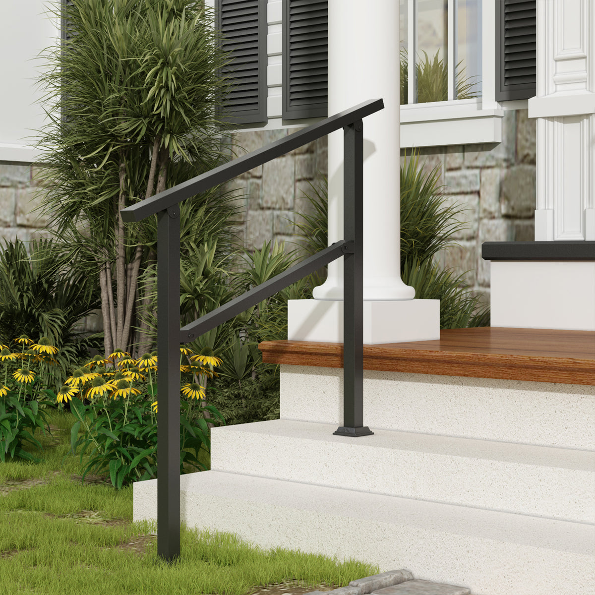 40,4 pouces Rampe d'escalier minimaliste en noir satiné avec angle réglable